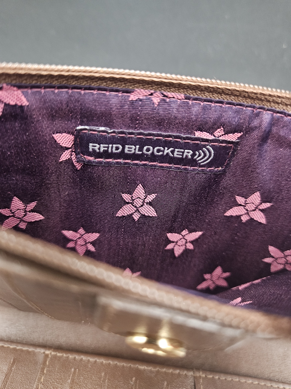 Anuschka Bronze Embossed Floral Butterfly RFID Leather Wallet Clutch NWT - Picture 7 of 9